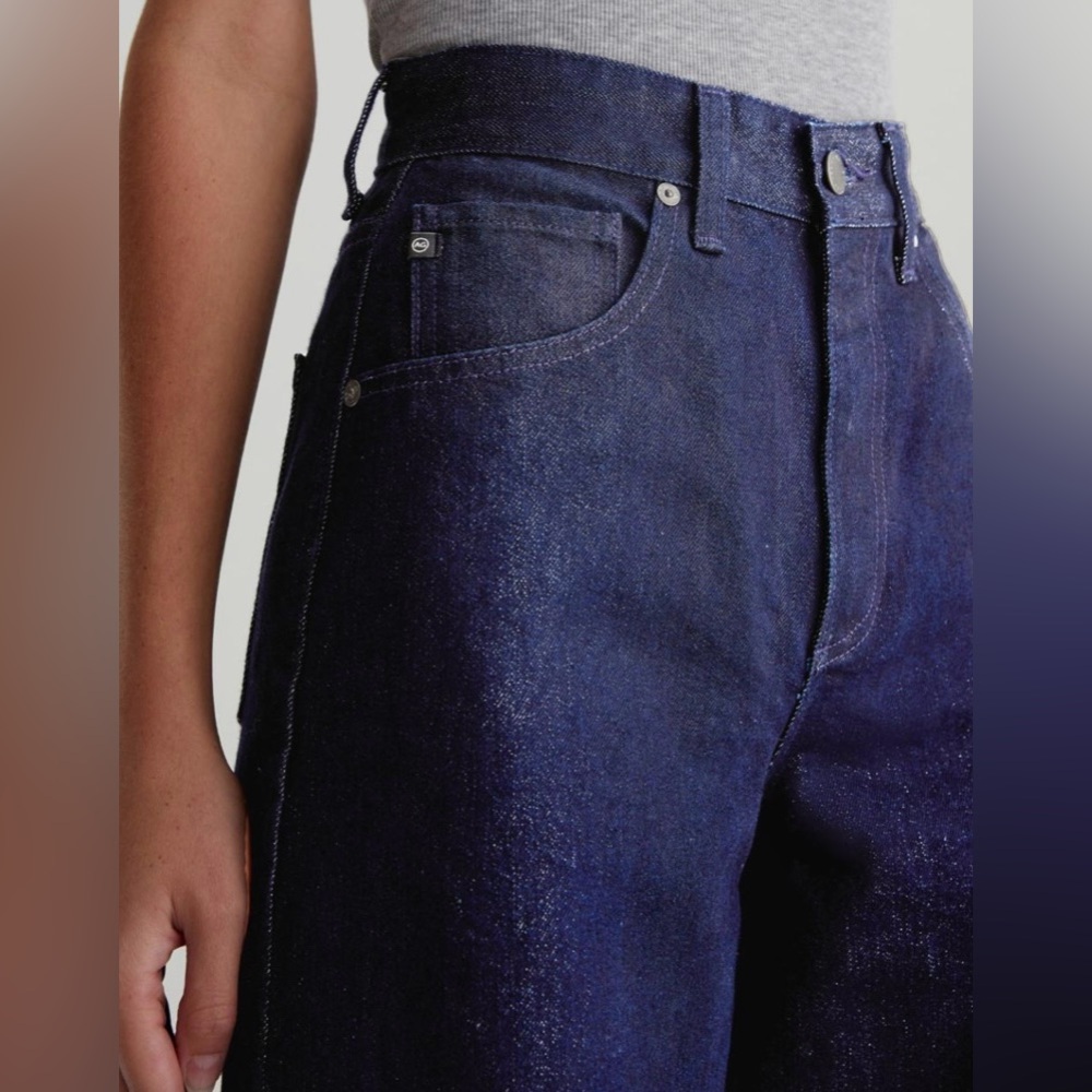 AG Dark Blue Wide-Leg Jean with silver shimmer and cuff - 26 - Picture 8 of 15